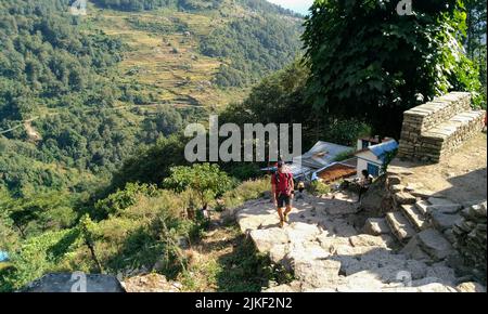 Chomrong, Nepal - November 08, 2017 : On The Way To Annapurna Base Camp Nepal Stock Photo