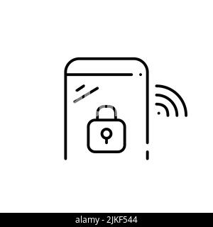 Smartphone data protected. Pixel perfect, editable stroke line art icon Stock Vector