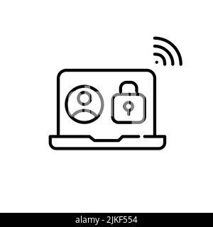 Secure user profile online. Pixel perfect, editable stroke line icon Stock Vector