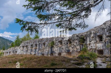 Fortress of Busa Verle. It was built before World War One and is located near the pass of Vezzena, at an elevation of 1,504 m. a.s.l. - northern Italy. Stock Photo