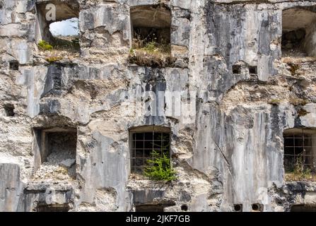 Fortress of Busa Verle. It was built before World War One and is located near the pass of Vezzena, at an elevation of 1,504 m. a.s.l. - northern Italy. Stock Photo