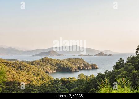 Gulf of Belychegiz and Oludeniz near Fethiye in Turkey. Aegean region. Mugla province Stock Photo