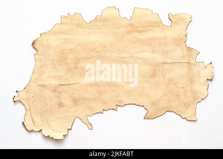 old brown paper burnt white background vintage Stock Photo