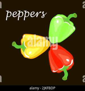 red green and yellow bell pepper capsicum vector logo icon set collection Stock Vector