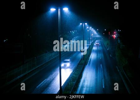 Rainy moody night on the Gentofte Jaegersborg street , Denmark Stock Photo