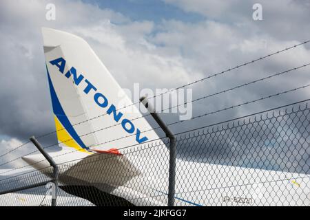 Germany, August 2, 2022: Ukrainian Antonov 124 at Leipzig Airport Stock Photo