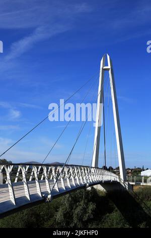 Diglis footbridge over the river Severn at Worcester, England, UK. Stock Photo