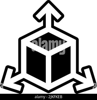 d icon black vector illustration. Stock Vector