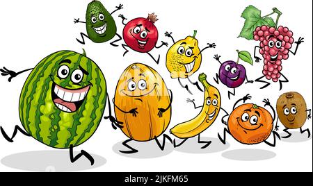 Cartoon illustration of funny fruit comic characters group Stock Vector