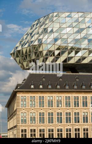 the new headquarters of the Antwerp Port Authority Building is located near the area of Eilandje, in the Port of Antwerp, Belgium Stock Photo