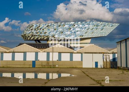 the new headquarters of the Antwerp Port Authority Building is located near the area of Eilandje, in the Port of Antwerp, Belgium Stock Photo