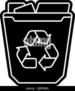 recycle bin icon black vector illustration. Stock Vector
