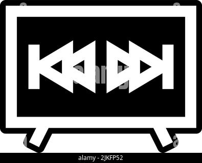 rewind icon black vector illustration. Stock Vector