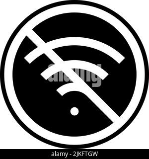 no wifi icon black vector illustration. Stock Vector