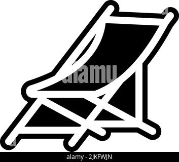 beach chair icon black vector illustration. Stock Vector