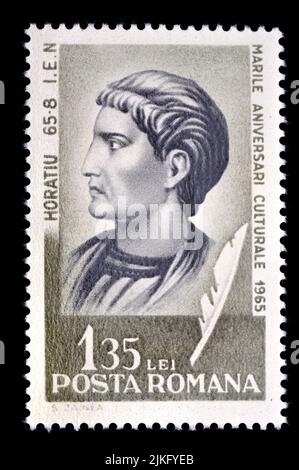 Romanian postage stamp (1965) : Horace (Roman poet) Stock Photo