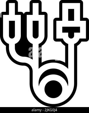cable connector icon black vector illustration. Stock Vector