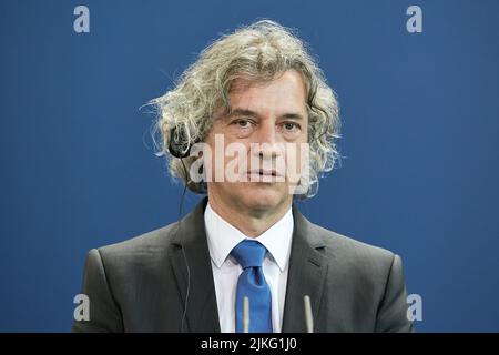 12.07.2022, Germany, Berlin, Berlin - Robert Golob, Prime Minister of the Republic of Slovenia, during a press conference at the Chancellery. 00R22071 Stock Photo