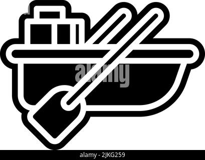 rafting icon black vector illustration. Stock Vector