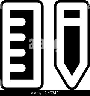 pencil and ruler icon black vector illustration. Stock Vector