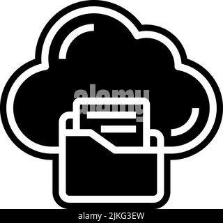 cloud folder icon black vector illustration. Stock Vector