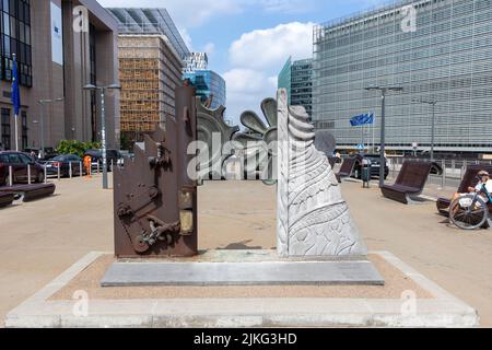 Brussels, Belgium - July 17, 2018: Monument to the European Year of the Environment 1987-1988 Stock Photo