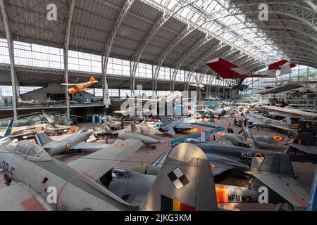 Brussels, Belgium - July 17, 2018: The aviation hall of the Royal Museum of the Armed Forces and Military History Stock Photo