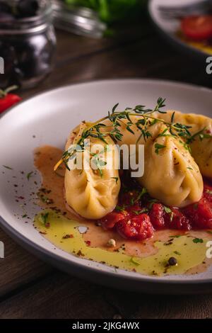 Traditional Italian dish culurgiones Stock Photo