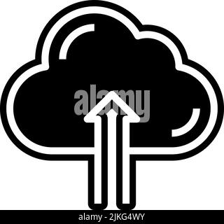 cloud uploading icon black vector illustration. Stock Vector