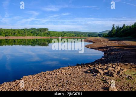 21.06.22 - Low water levels in the Llwyn-onn reservoir near Merthyr Tydfil, South Wales