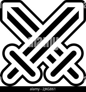 swords icon black vector illustration. Stock Vector