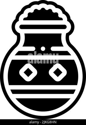 pongal icon black vector illustration. Stock Vector