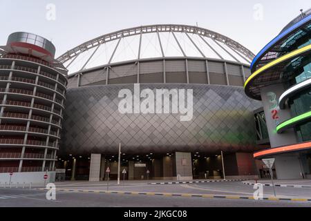 DOHA, QATAR - JUNE 27, 2022: 3-2-1 Qatar Olympic and Sports Museum is located in Khalifa International Stadium Doha, Qatar. Stock Photo