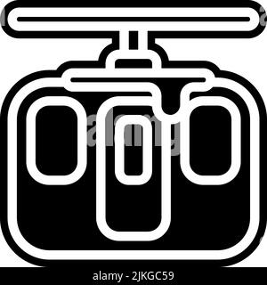 aerial tramway icon black vector illustration. Stock Vector