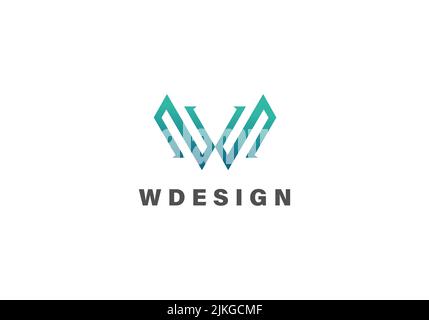 Unique modern geometric creative elegant letter W logo template Stock Vector