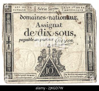 assignat de dix sous Stock Photo