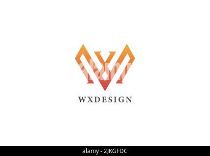 Abstract letter WX, XW logo design vector template Stock Vector