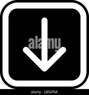 arrow down icon black vector illustration. Stock Vector
