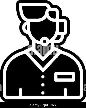 customer service agent icon black vector illustration. Stock Vector