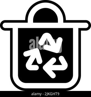 recycle bin icon black vector illustration. Stock Vector