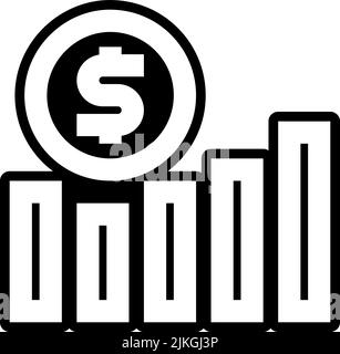 increase icon black vector illustration. Stock Vector
