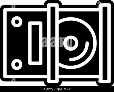 cd drive icon black vector illustration. Stock Vector