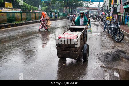 Rainy day candid photography. This image was captured on 2022-08-02, from Dhaka, Bangladesh, South Asia Stock Photo