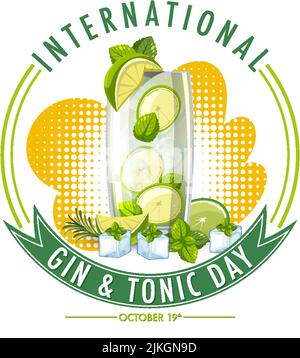 International Gin and Tonic Day Banner illustration Stock Vector