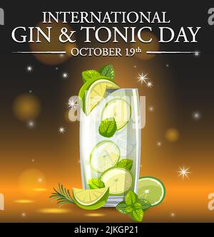 International Gin and Tonic Day Banner illustration Stock Vector