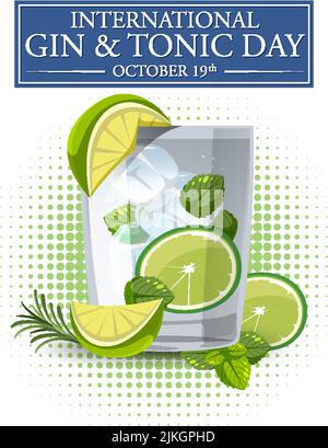 International Gin and Tonic Day Banner illustration Stock Vector