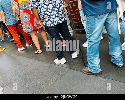 People Waiting in Line, NYC, USA  2022 Stock Photo