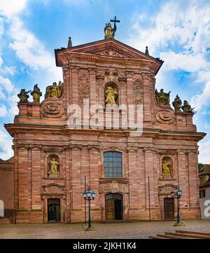 Entrance facade of the Jesuit church in the old town of Heidelberg. Baden Wuerttemberg, Germany, Europe Stock Photo