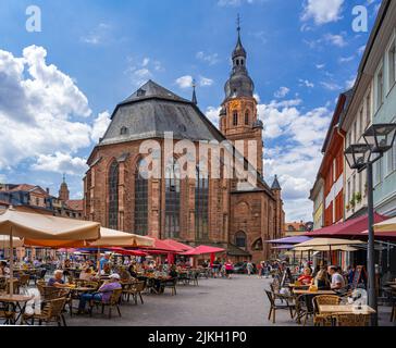 Heidelberg market place and Church of the Holy Spirit in the background. Baden-Württemberg, Germany, , Europe Stock Photo