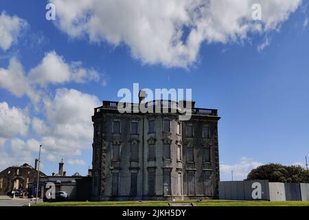 the most haunted house in Ireland Loftus Hall - cloudy blue sky in the background Stock Photo